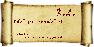 Kárpi Leonárd névjegykártya